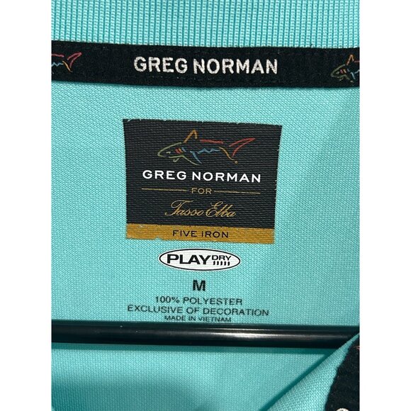 Greg Norman For Tasso Elba Mens Polo Shirt Light Blue M PlayDry Polyester - Picture 5 of 7